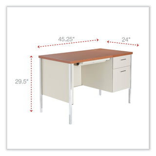 Alera® Single Pedestal Steel Desk, Metal Desk, 45.25w x 24d x 29.5h, Cherry/Putty (ALESD4524PC)