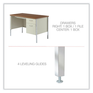 Alera® Single Pedestal Steel Desk, Metal Desk, 45.25w x 24d x 29.5h, Cherry/Putty (ALESD4524PC)