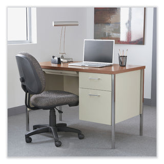 Alera® Single Pedestal Steel Desk, Metal Desk, 45.25w x 24d x 29.5h, Cherry/Putty (ALESD4524PC)