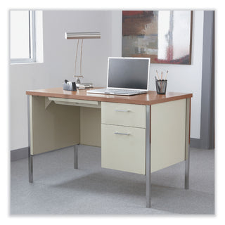Alera® Single Pedestal Steel Desk, Metal Desk, 45.25w x 24d x 29.5h, Cherry/Putty (ALESD4524PC)
