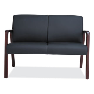 Alera® Reception Lounge Series Wood Loveseat, 44.88w x 26.13d x 33h, Black/Mahogany (ALERL2219M)