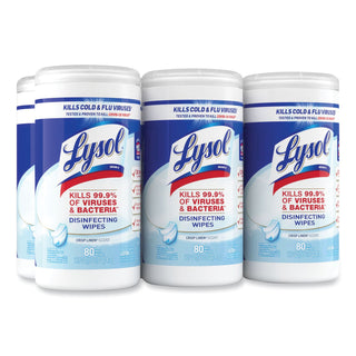 LYSOL® Brand Disinfecting Wipes, 7 x 8, Crisp Linen, 80 Wipes/Canister (RAC89346)