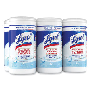 LYSOL® Brand Disinfecting Wipes, 7 x 8, Crisp Linen, 80 Wipes/Canister, 6 Canisters/Carton (RAC89346CT)