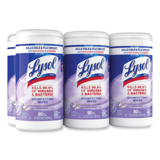 LYSOL® Brand Disinfecting Wipes, 7 x 8, Early Morning Breeze, 80 Wipes/Canister, 6 Canisters/Carton (RAC89347CT)