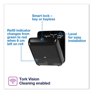 Tork® Matic Hand Towel Roll Dispenser Black H1 - Matic Hand Towel Roll Dispenser, Black, Elevation, H1, One-at-a-Time dispensing with Refill Level Indicator - 5510282 (TRK5510282)