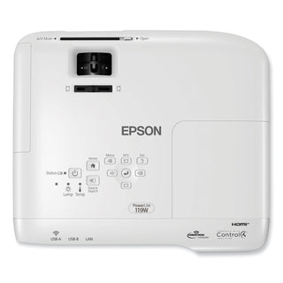Epson® PowerLite 119W 3LCD WXGA Classroom Projector, 4,000 lm, 1280 x 800 Pixels, 1.2x Zoom (EPSV11H985020) (EPSV11H985020)