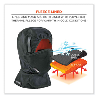 ergodyne® N-Ferno 6871 2-Layer Winter Liner + Mouthpiece Kit, Fleece/Cotton, One Size Fits Most, Black (EGO16871)