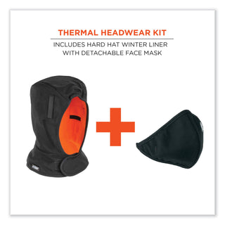 ergodyne® N-Ferno 6871 2-Layer Winter Liner + Mouthpiece Kit, Fleece/Cotton, One Size Fits Most, Black (EGO16871)