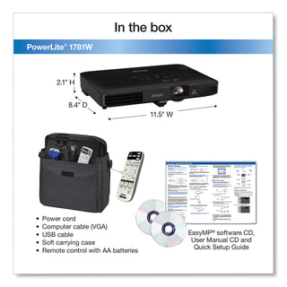 Epson® PowerLite 1781W Wireless WXGA 3LCD Projector,3200 Lm,1280 x 800 Pixels,1.2x Zoon (EPSV11H794120) (EPSV11H794120)
