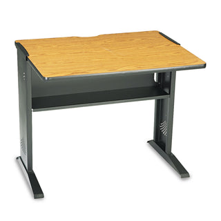 Safco® Computer Desk with Reversible Top, 35.5w x 28d x 30h, Mahogany/Medium Oak/Black (SAF1930)