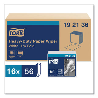 Tork® Heavy-Duty Paper Wiper 1/4 Fold, 12.5 x 13, White, 56/Pack, 16 Packs/Carton (SCA192136)