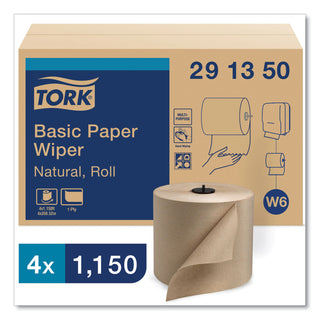 Tork® Basic Paper Wiper Roll Towel, 7.68" x 1150 ft, Natural, 4 Rolls/Carton (TRK291350)