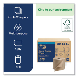 Tork® Basic Paper Wiper Roll Towel, 7.68" x 1150 ft, Natural, 4 Rolls/Carton (TRK291350)