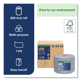 Tork® Heavy-Duty Paper Wiper - 1 Ply - 800 Sheets/Roll - Blue (TRK450304)