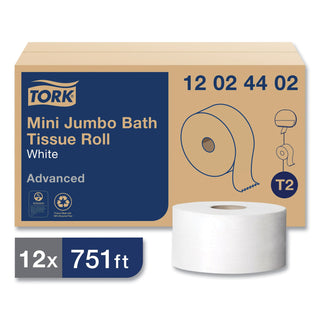 Tork® Jumbo Toilet Paper Roll White T2 - Jumbo Toilet Paper Roll White T2, Advanced, 2-Ply, 12 x 751 sheets, 12024402 (TRK12024402)