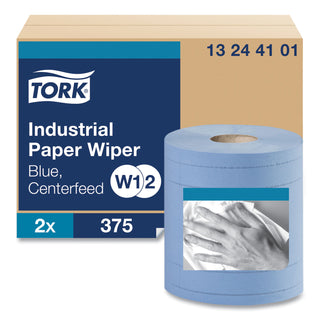 Tork® Industrial Paper Wiper, 4-Ply, 11 x 15.75, Blue, 375 Wipes/Roll, 2 Roll/Carton (TRK13244101) (SCA13244101)