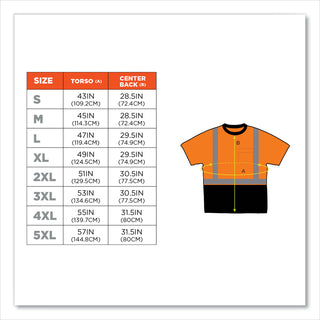 ergodyne® GloWear 8289BK Class 2 Hi-Vis T-Shirt with Black Bottom, Large, Orange (EGO22514)
