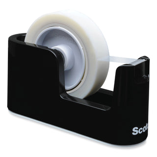 Scotch® Heavy Duty Weighted Desktop Tape Dispenser with One Roll of Tape, 1" and 3" Cores, ABS, Black (MMMC24)