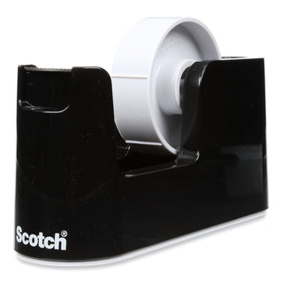 Scotch® Heavy Duty Weighted Desktop Tape Dispenser with One Roll of Tape, 1" and 3" Cores, ABS, Black (MMMC24)