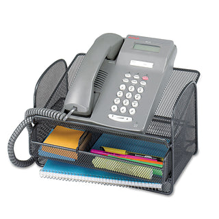 Safco® Onyx Angled Mesh Steel Telephone Stand, 11 3/4 x 9 1/4 x 7, Black (SAF2160BL)