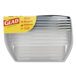 Glad® Home Collection Food Storage Containers with Lids, Medium Square, 25 oz, 5/Pack (CLOXZA60795)
