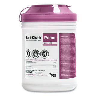 Sani Professional® Sani-Cloth Prime Germicidal Disposable Wipes, Large, 6 x 6.75, Unscented, White, 160/Canister, 12 Canisters/Carton (PDIP25372)