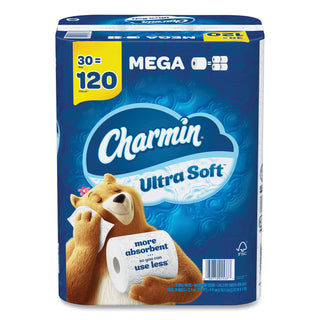 Charmin® Ultra Soft Bathroom Tissue, Mega Roll, Septic Safe, 2-Ply, White, 244 Sheets/Roll, 30 Rolls/Pack (PGC01537)