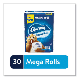 Charmin® Ultra Soft Bathroom Tissue, Mega Roll, Septic Safe, 2-Ply, White, 244 Sheets/Roll, 30 Rolls/Pack (PGC01537)
