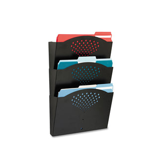 Safco® Steel Wall Pockets, Letter, Three Pocket, 12 x 3 1/4 x 17 1/4 Black (SAF3172BL)