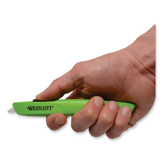 Westcott® Safety Ceramic Blade Box Cutter, 0.5" Blade, 6.15" Plastic Handle, Green (ACM17519)