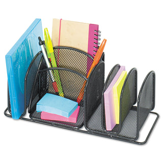 Safco® Deluxe Organizer, Six Compartments, Steel, 12 1/2 x 5 1/4 x 5 1/4 (SAF3251BL)