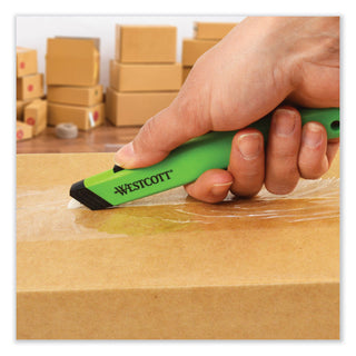 Westcott® Safety Ceramic Blade Box Cutter, 0.5" Blade, 5.5" Plastic Handle, Green (ACM16475)