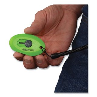 Westcott® Compact Safety Ceramic Blade Box Cutter, Retractable Blade, 0.5" Blade, 2.5" Plastic Handle, Green (ACM16474)