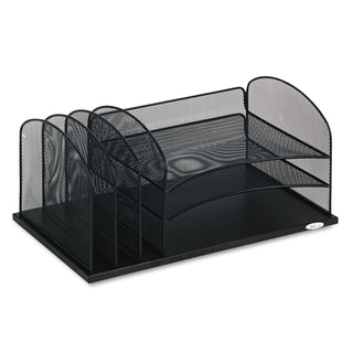 Safco® Onyx Desk Organizer with Three Horizontal and Three Upright Sections, Letter Size Files, 19.5" x 11.5" x 8.25", Black (SAF3254BL)