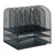 Safco® Onyx Mesh Desk Organizer with Two Horizontal and Six Upright Sections, Letter Size Files, 13.25" x 11.5" x 13", Black (SAF3255BL)