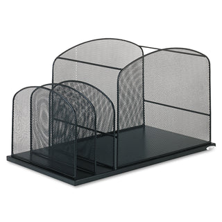 Safco® Steel Mesh Desktop Hanging File, Three Sections, 19 3/8 x 11 3/8 x 11 1/4, Black (SAF3259BL)