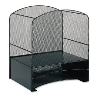 Safco® Steel Mesh Desktop Hanging File, Three Sections, 13 1/2 x 10 5/8 x 15 1/4, Black (SAF3260BL)