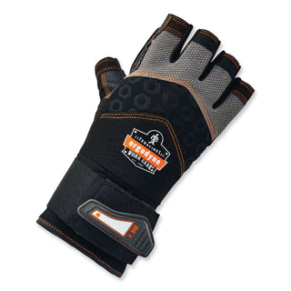 ergodyne® ProFlex 910 Half-Finger Impact Gloves + Wrist Support, Black, Large, Pair (EGO17714)