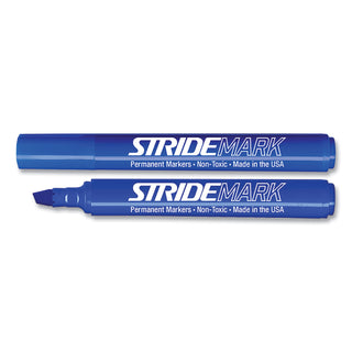 Stride StrideMark Tank Permanent Marker, Broad Chisel Tip, Blue, 12/Pack (STW22002)