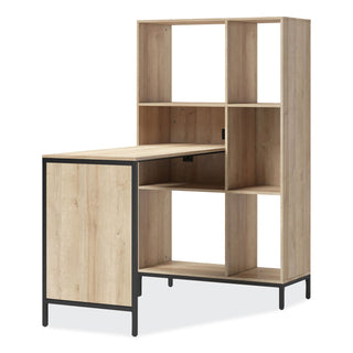 Whalen® Turing Home Office Workstation with Integrated Bookcase and Power Center, 48.3" x 31.75" x 55.25", Desert Ash/Black (WHLTU48CD)