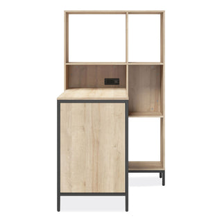 Whalen® Turing Home Office Workstation with Integrated Bookcase and Power Center, 48.3" x 31.75" x 55.25", Desert Ash/Black (WHLTU48CD)