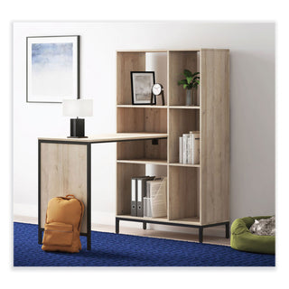 Whalen® Turing Home Office Workstation with Integrated Bookcase and Power Center, 48.3" x 31.75" x 55.25", Desert Ash/Black (WHLTU48CD)