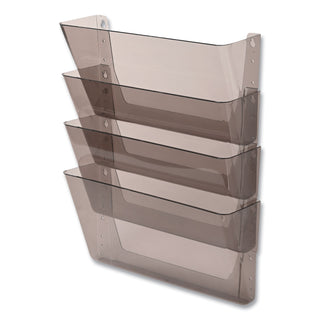 deflecto® DocuPocket Stackable Four-Pocket Wall File, Letter, 13 x 4 x 7, Smoke (DEF73402)