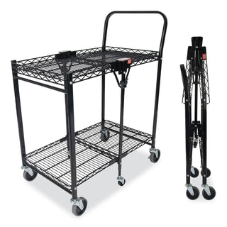 Bostitch® Stowaway Folding Carts, 2 Shelves, 29.63w x 37.25d x 18h, Black, 250 lb Capacity (BOSBSACSMBLK)