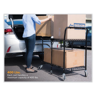 Bostitch® Stowaway Folding Carts, 2 Shelves, 29.63w x 37.25d x 18h, Black, 250 lb Capacity (BOSBSACSMBLK)