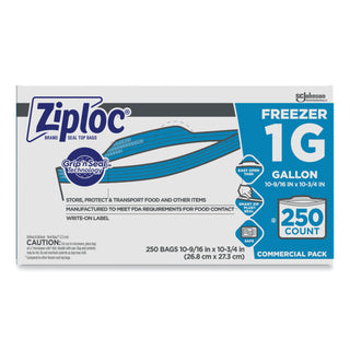 Ziploc® Zipper Freezer Bags, 1 gal, 10.56" x 10.75", Clear, 250/Carton (SJN364937)