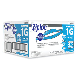 Ziploc® Zipper Freezer Bags, 1 gal, 10.56" x 10.75", Clear, 250/Carton (SJN364937)