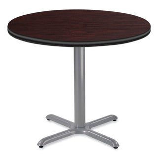 NPS® Cafe Table, 36" Diameter x 30h, Round Top/X-Base, Mahogany Top, Gray Base (NPSCG13636XD1MY)