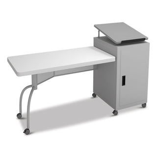 Oklahoma Sound® Edupod Teacher's Desk and Lectern Combo, 24" x 68" x 45", Gray Hammer Tone (NPSEDPD)