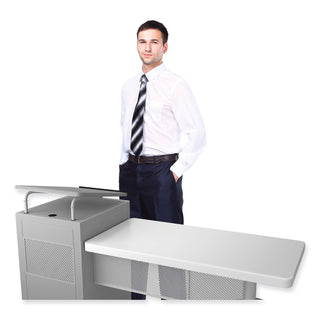 Oklahoma Sound® Edupod Teacher's Desk and Lectern Combo, 24" x 68" x 45", Gray Hammer Tone (NPSEDPD)